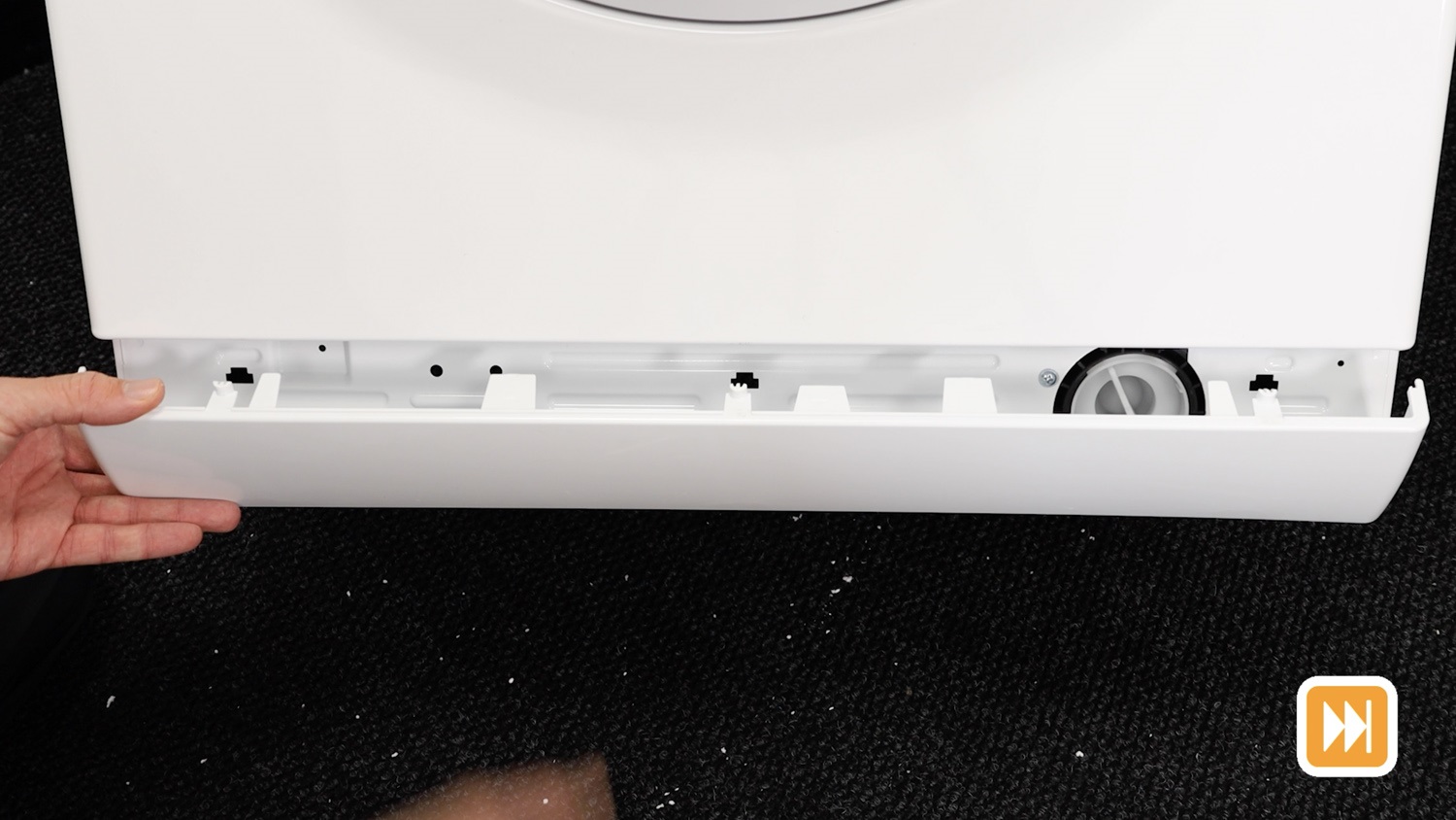 Remove plinth kick plate cover